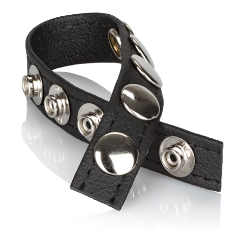 Leather Multi-Snap Adjustable Ring Strap – Leather Erection Ring COCK RINGS
