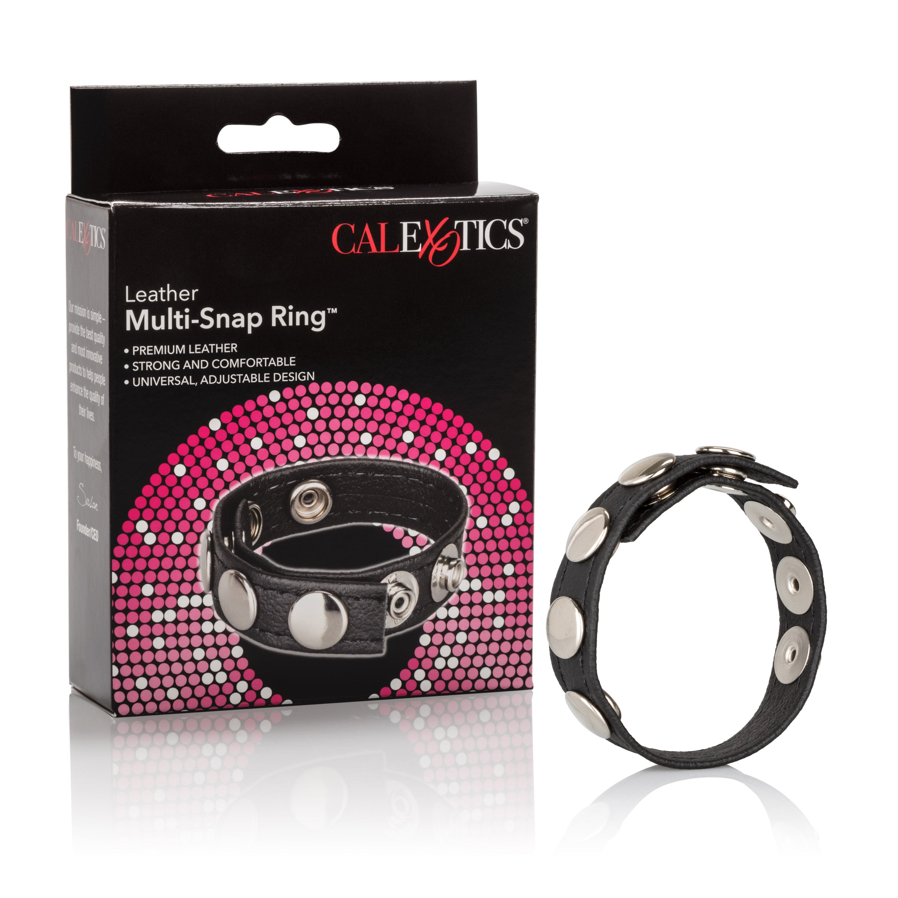 Leather Multi-Snap Adjustable Ring Strap – Leather Erection Ring COCK RINGS