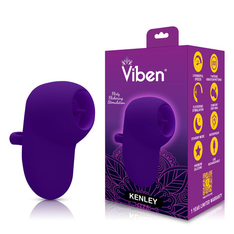 Kenley Violet Flickering Finger Vibrator Rechargeable Silicone Purple Suction Stimulator
