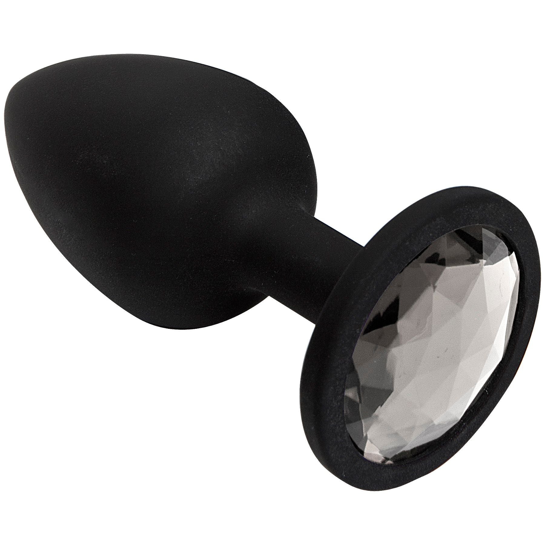 Booty Bling Small Silver Anal Plug With Gemstone Accent Silver > Anal Range > Jewel Butt Plugs