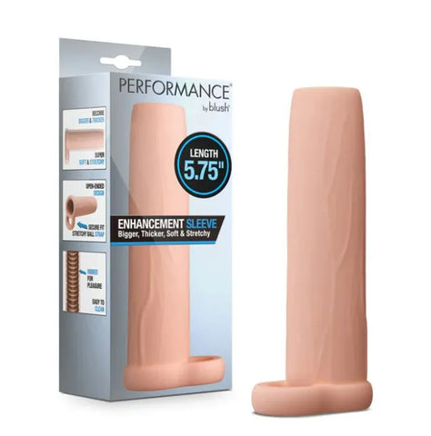 Performance 5.75 Inch Enhancement Sleeve – Flexible Penis Sleeve Beige > Sex Toys For Men > Penis Sleeves