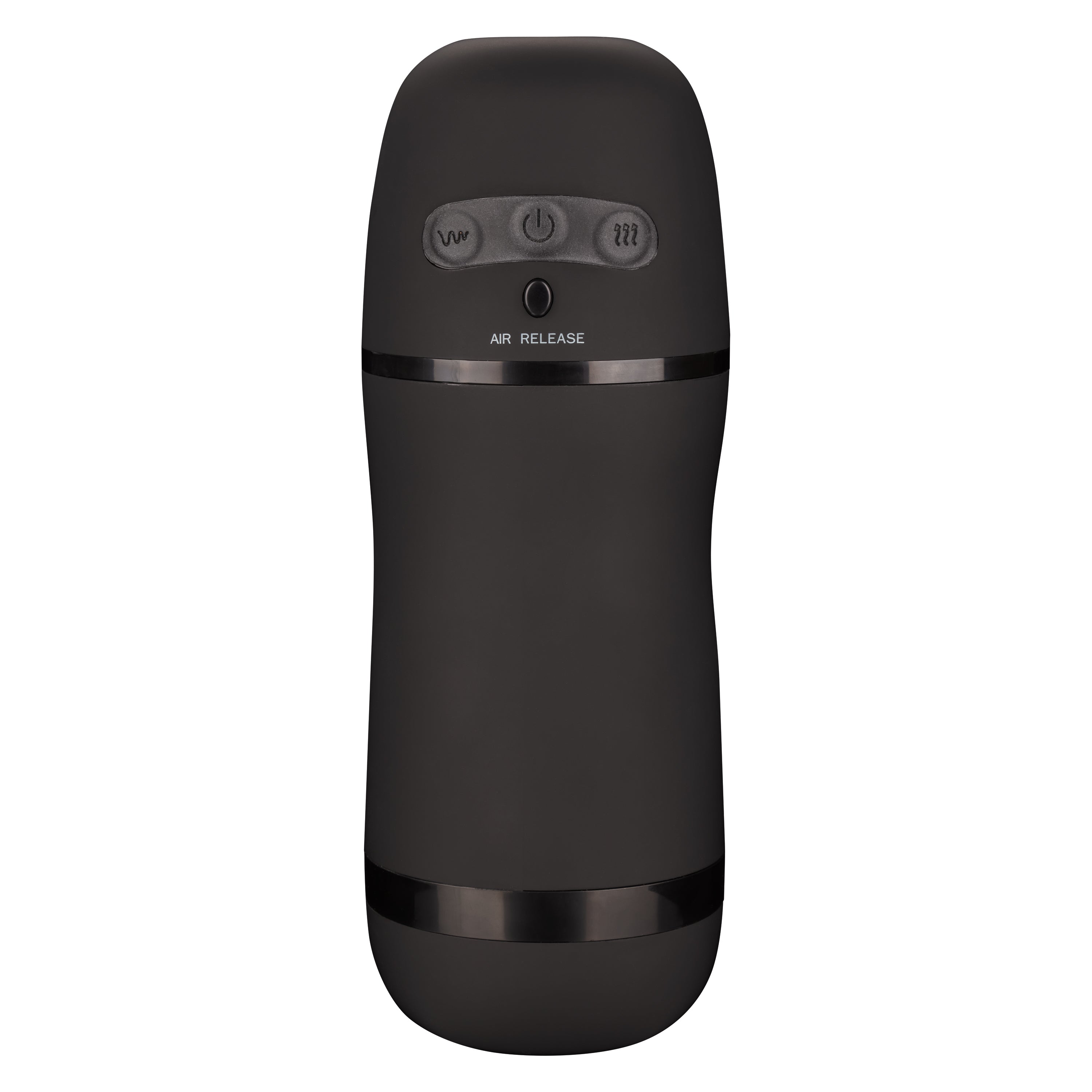 Optimum Power Pulsar Stroker Black Rechargeable Vibrating Masturbator with Suction and Textured Sleeve Strokers - Manual