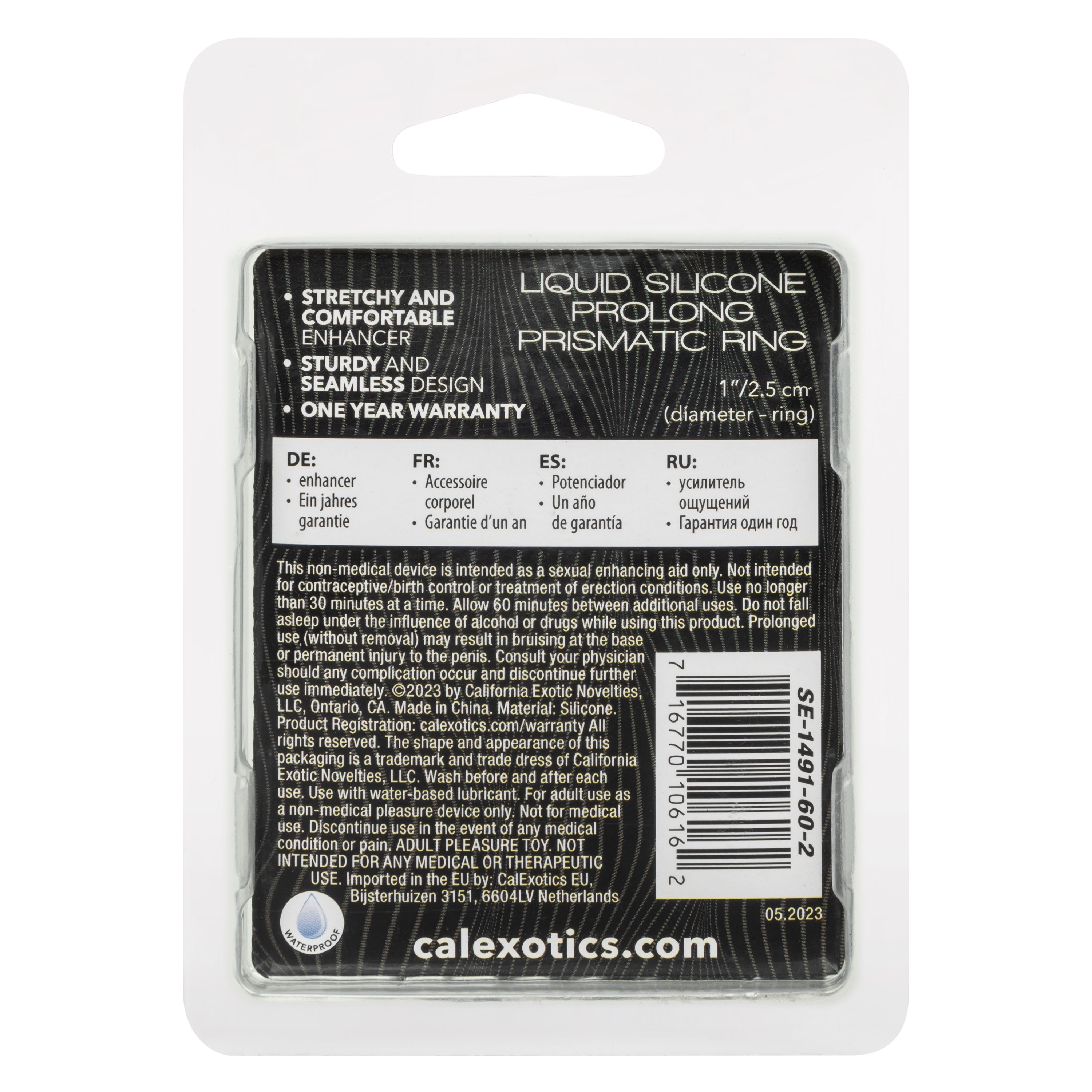 Alpha Liquid Silicone Prolong Prismatic Ring Gray 1 Inch Diameter Stretchy Durable Silicone COCK RINGS