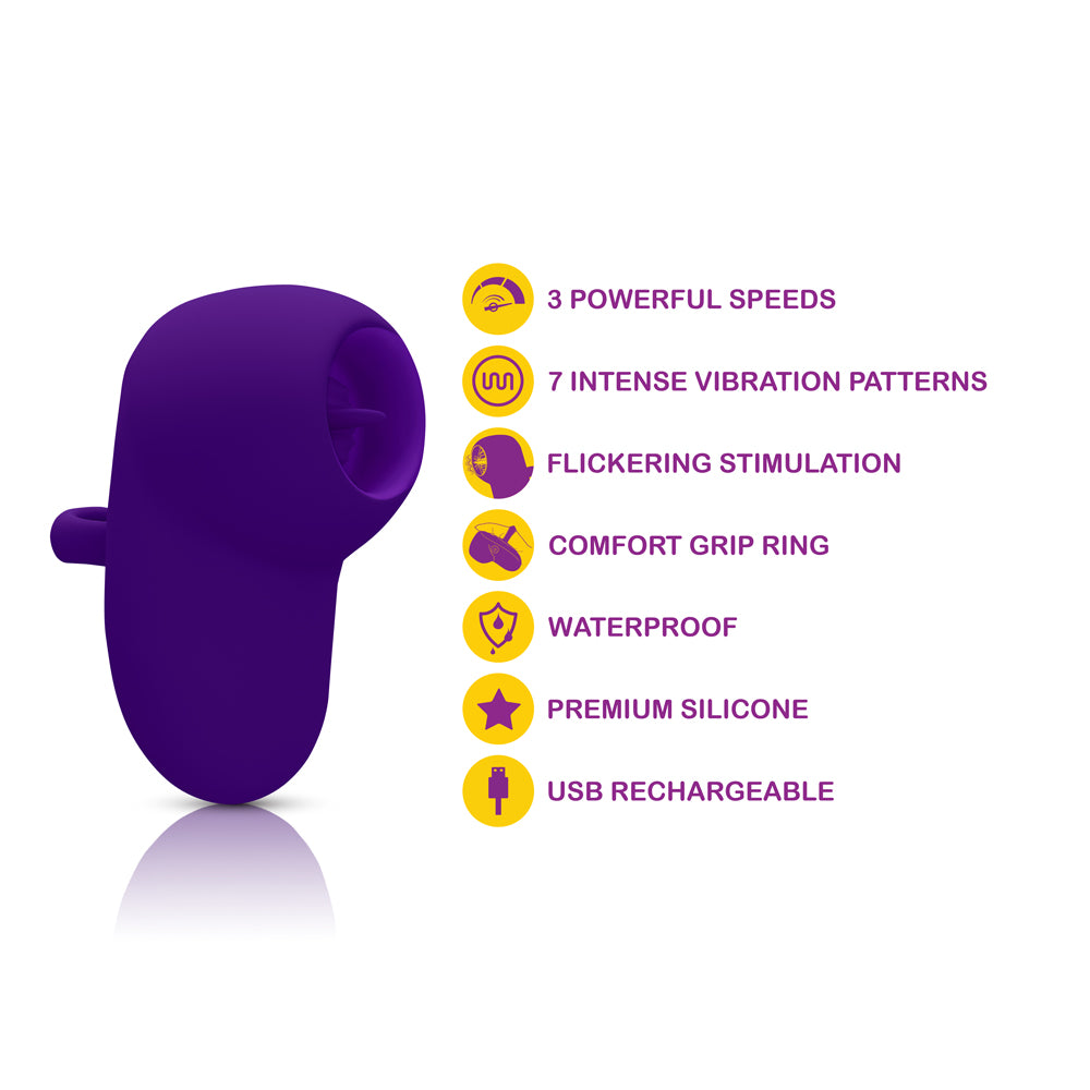 Kenley Violet Flickering Finger Vibrator Rechargeable Silicone Suction Stimulator