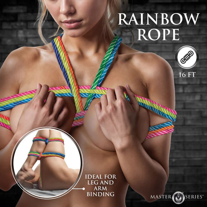 Rainbow 16ft Neon Shibari Rope – Nylon Bondage Rope for BDSM Play > Bondage Gear > Rope