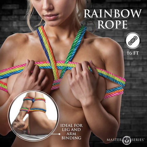 Rainbow Bondage Rope 16ft Neon Shibari Rope for BDSM Play Rope