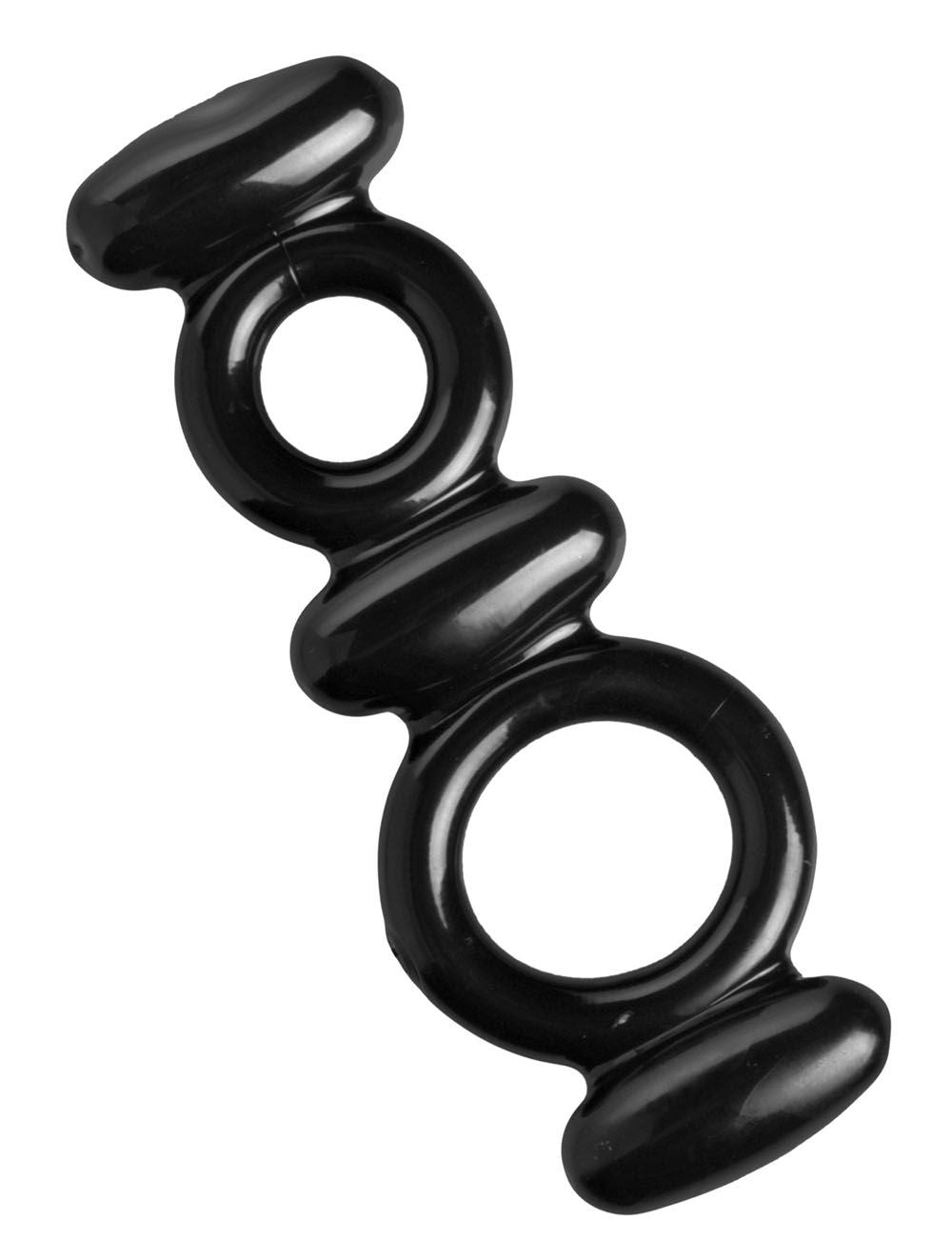 Dual Stretch To Fit Cock And Ball Ring Adult Intimacy Toy Black COCK RINGS