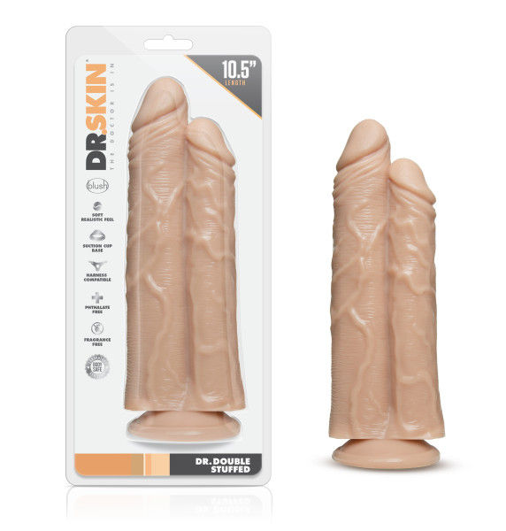 Dr Skin Double Shaft Dildo Vanilla Realistic Suction Mount Dongs Realistic