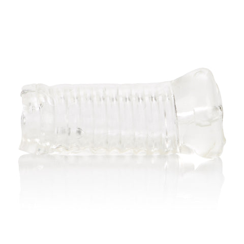 Basic Essential Soft TPR Pussy Masturbator with Ribbed Shaft Strokers - Manual