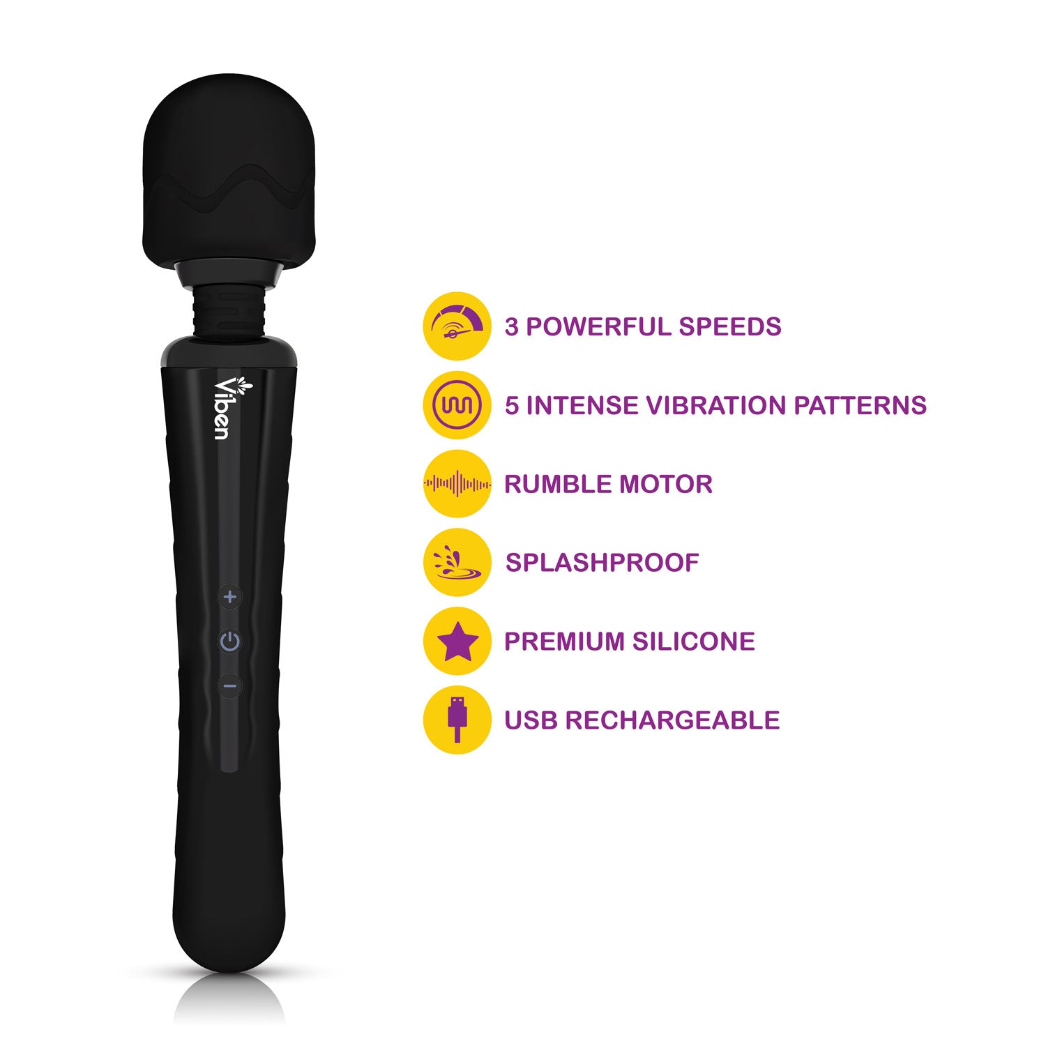 Viben Obsession Rechargeable Wand Massager in Black Electric Massager