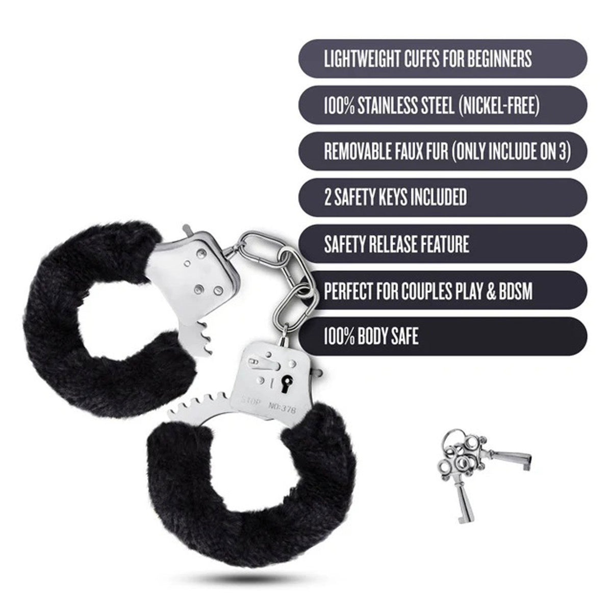 Temptasia Beginner Black Bondage Cuffs with Adjustable Fit > Bondage Gear > Handcuffs