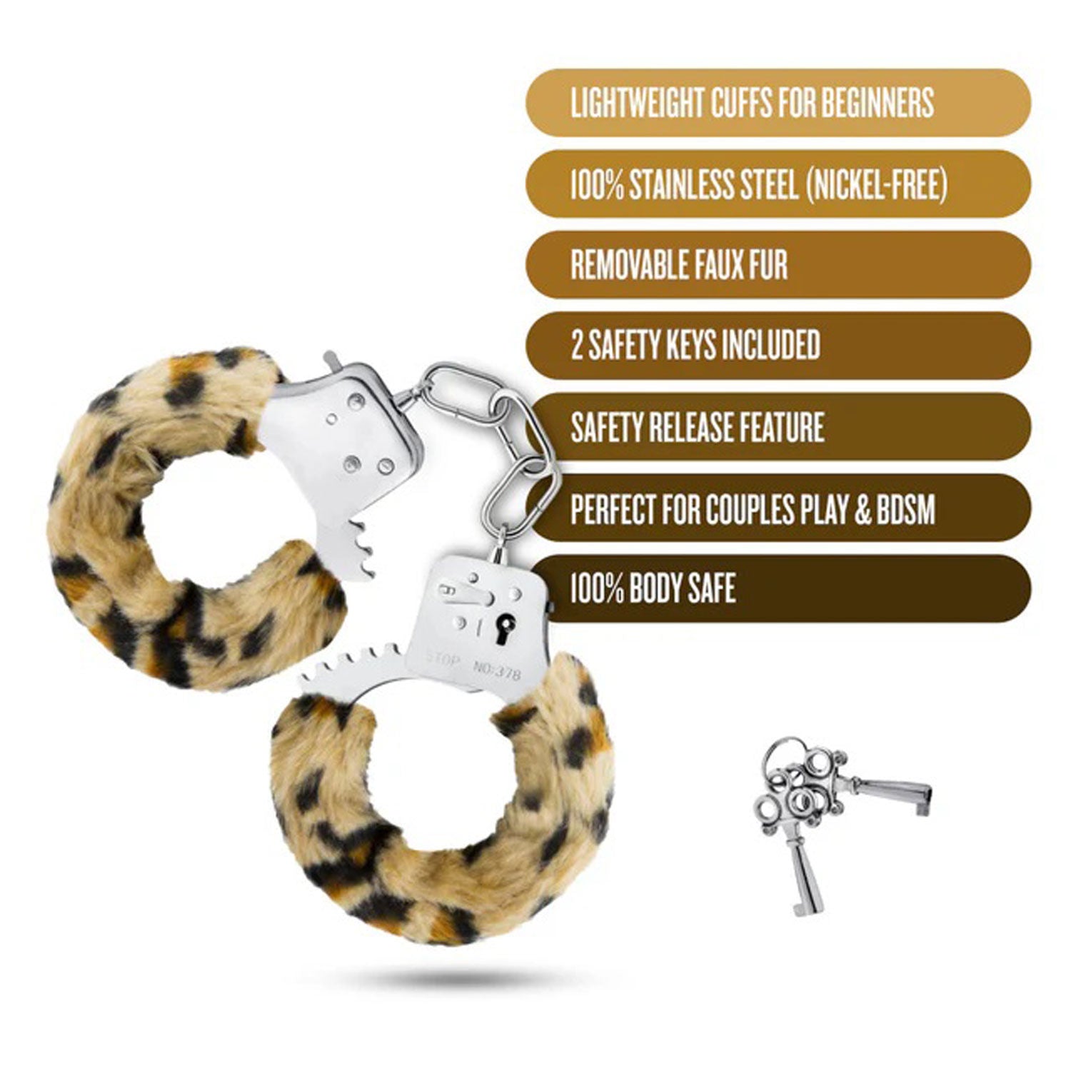 Temptasia Beginner Leopard Print Bondage Cuffs with Keys > Bondage Gear > Handcuffs