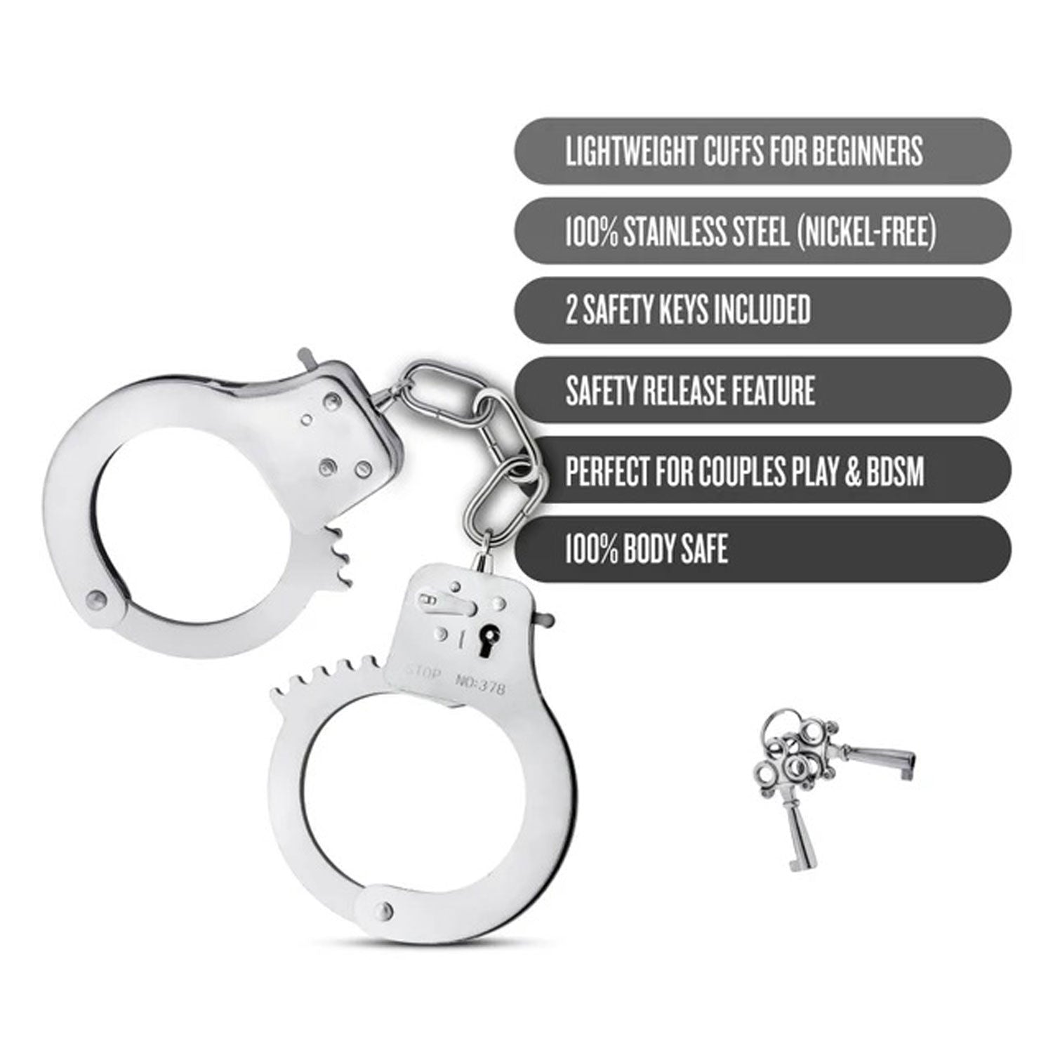 Temptasia Beginner Silver Bondage Cuffs with Adjustable Fit Secondary image