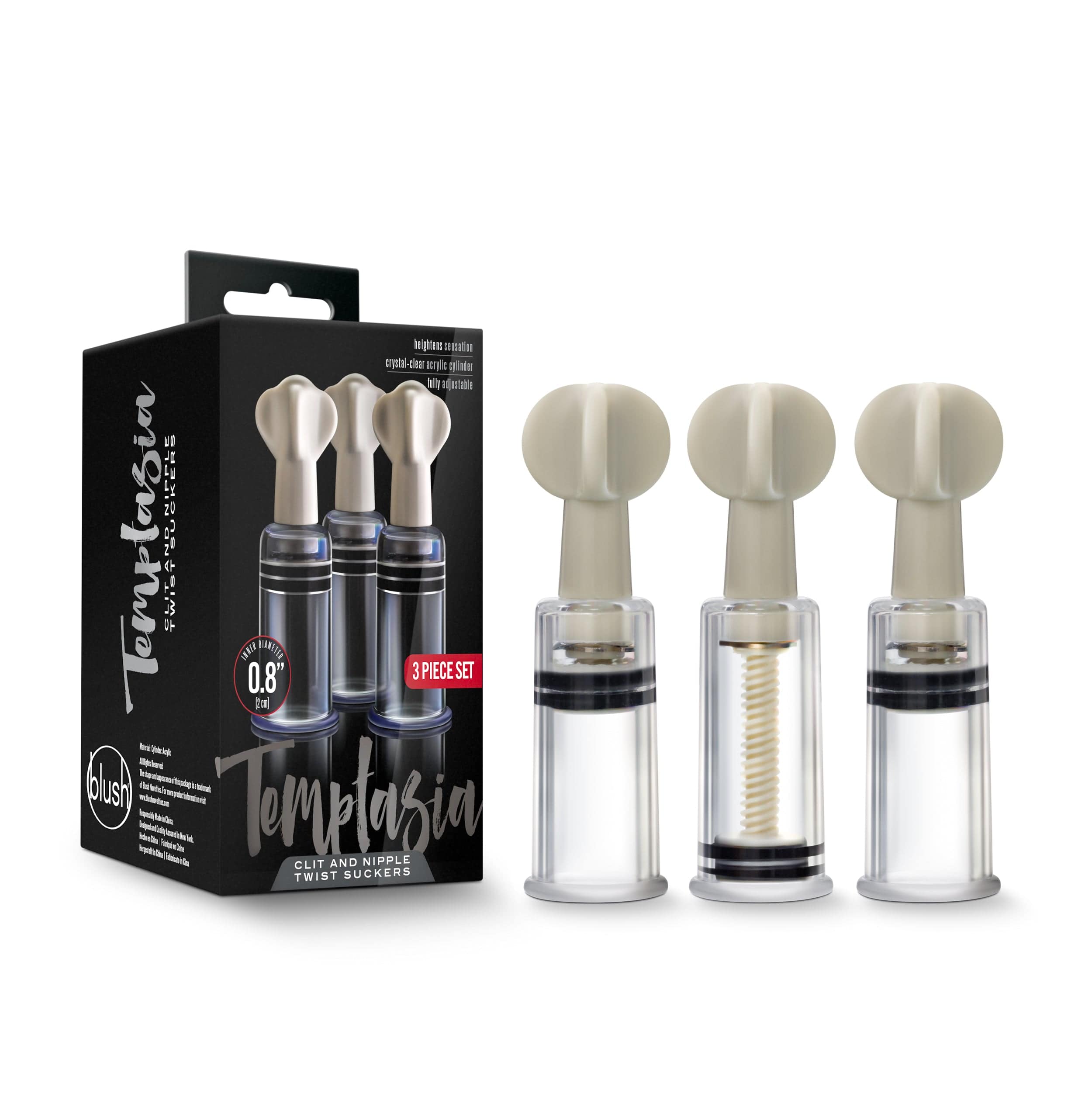 Temptasia Nipple and Clit Twist Suckers 3 Piece Set > Sex Toys > Nipple Suckers Main image