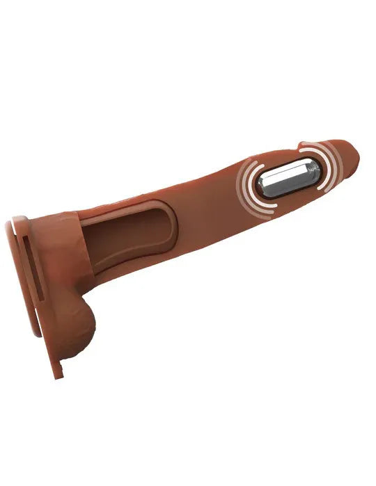 Fantasy X-Tensions Elite (Beige/Brown) – Vibrating Hollow Silicone Strap-On 8 Inch > Dildos > Strap On Harnesses