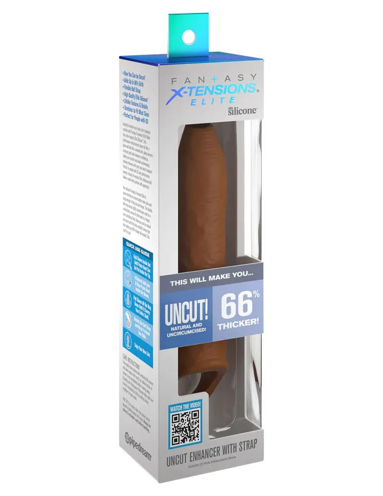 Fantasy X-Tensions Elite Uncut 7 Inch Extension Sleeve With Strap - Sleeve Tan > Sex Toys For Men > Penis Sleeves