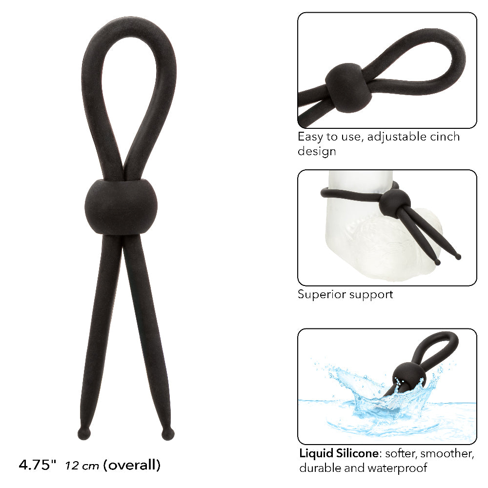 Alpha Liquid Silicone Lasso Ring Black Adjustable Size Stretchy Enhancer > Cock Ring > Adjustable