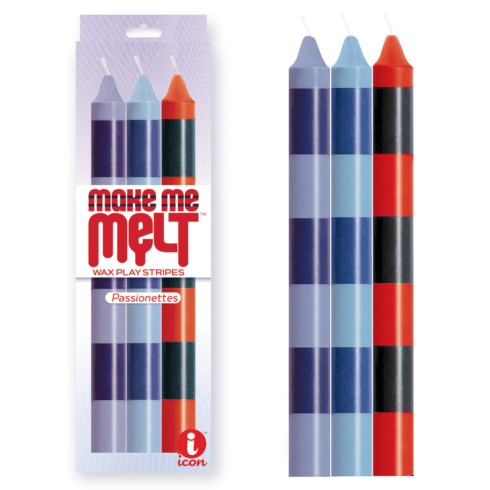 The 9's Make Me Melt Drip Candle 3-Pk, Passionettes 20cm Long Drip Candles
