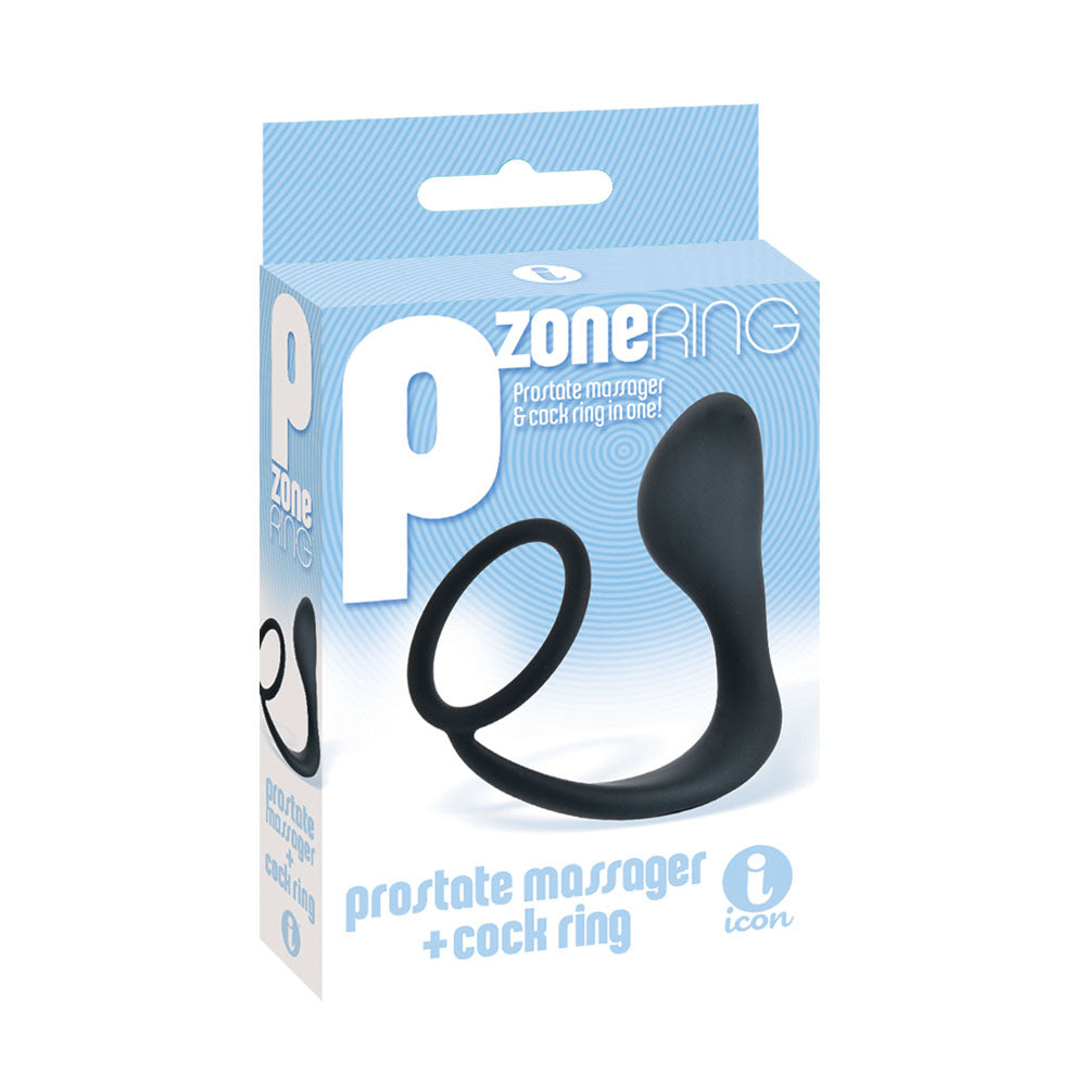 The 9s P Zone Cock Ring Black Anal Plug With Cock Ring > Anal Range > Prostate Plugs