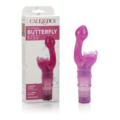 The Original Butterfly Kiss Pink Curvy Multi-Speed G-Spot and Clitoral Massager 2.75 Inch VIBRATORS-RABBIT