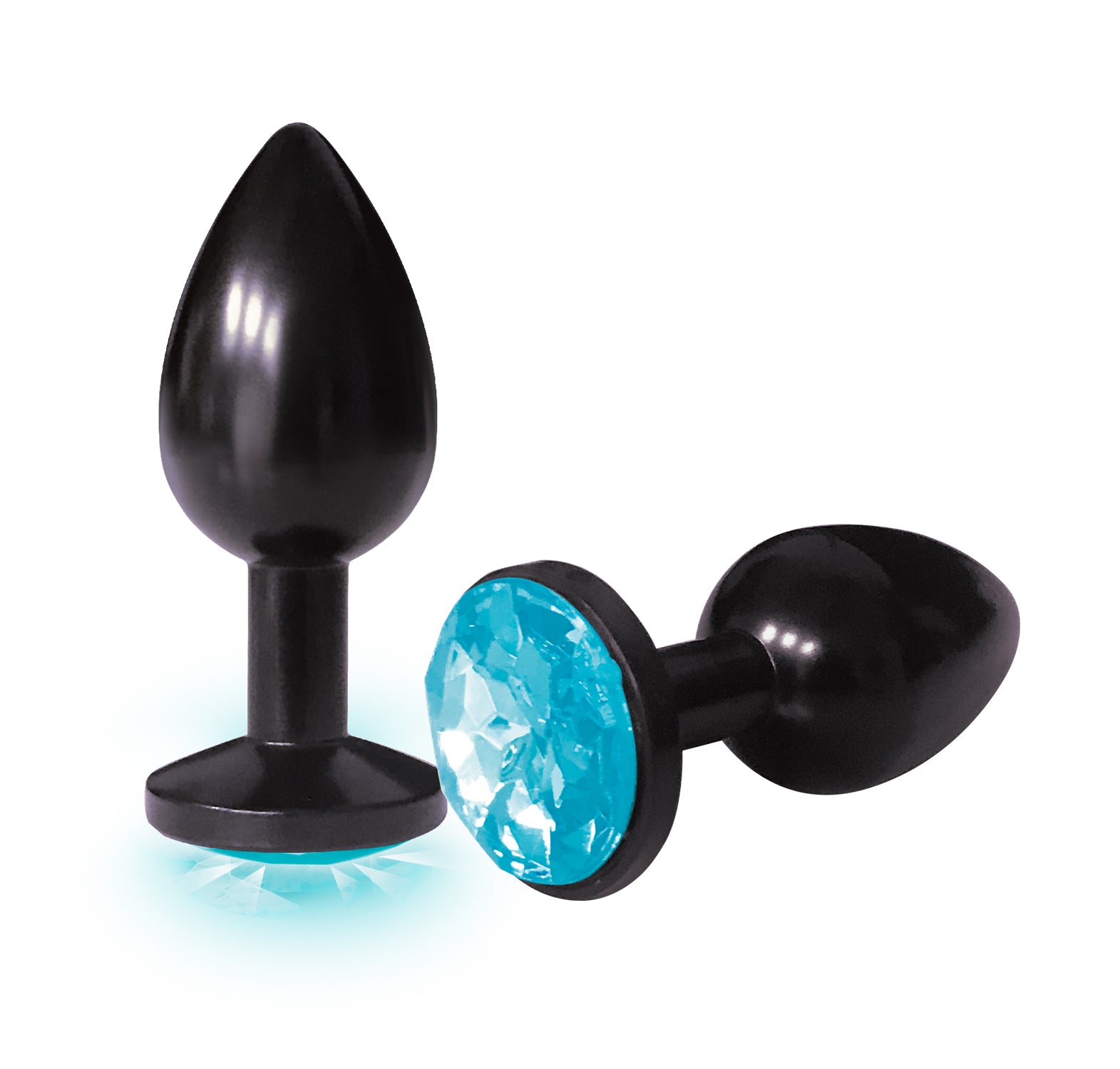 The Silver Starter Anodised 7.1 cm Butt Plug with Aqua Jewel > Anal Range > Jewel Butt Plugs