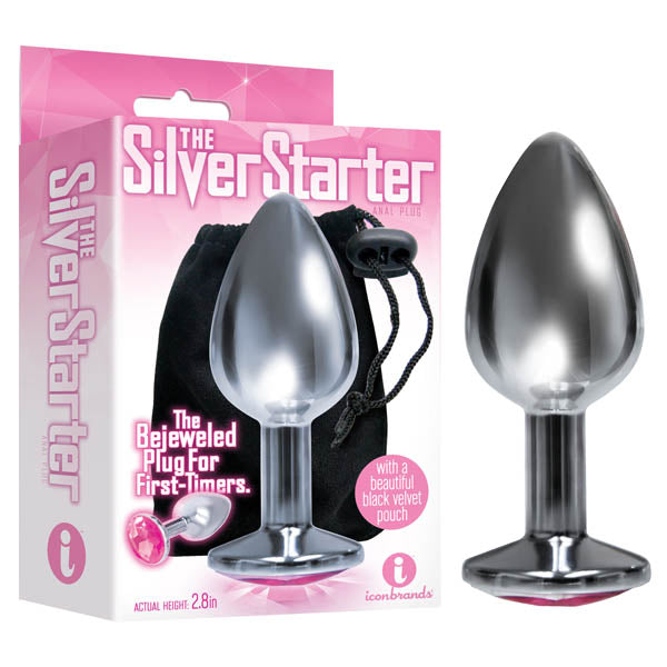 The Silver Starter Silver 7.1 cm (2.8'') Butt Plug with Round Jewel > Anal Range > Jewel Butt Plugs