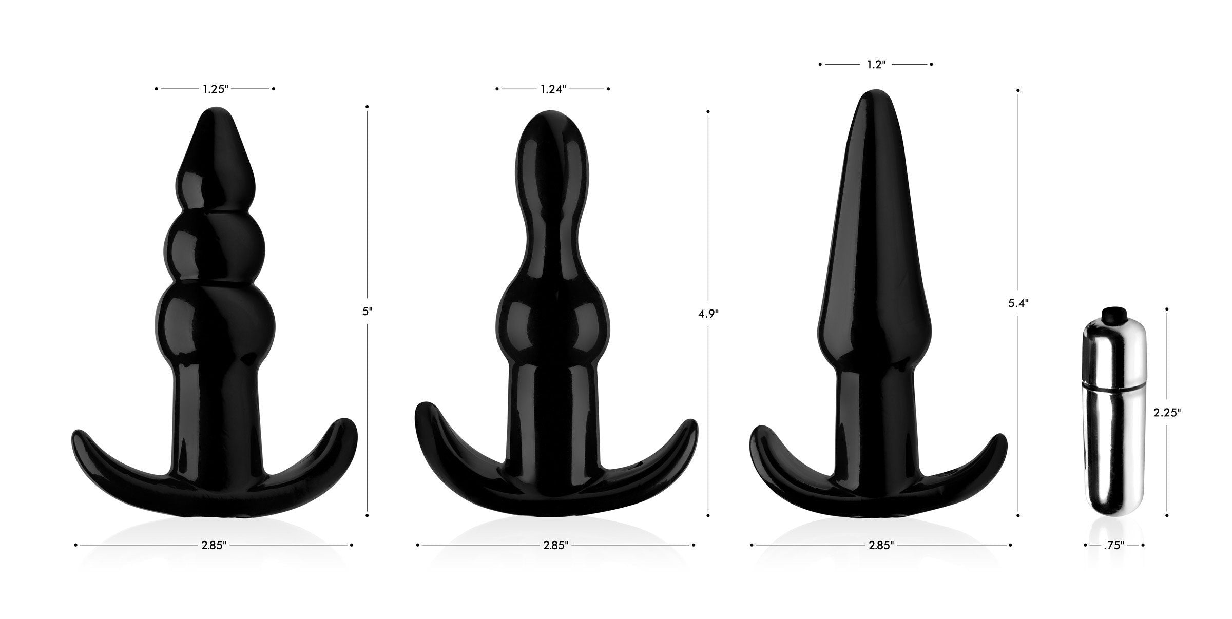 Thrill Trio Black Anal Plug Set with Bullet Vibrator Kit > Anal Range > Butt Plug Kits Main image