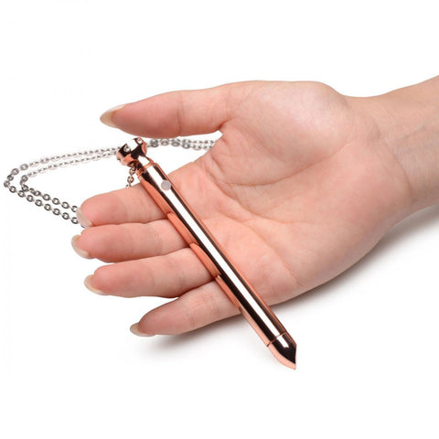 Rose Gold Vibrating Necklace with 7 Vibration Patterns Erotic Toy BULLETS