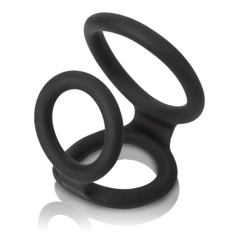 Maximizer Enhancer Triple Silicone Ring Set Black with 2 Inch Base, 1.5 Inch Scrotum, and 1.25 Inch Shaft Rings COCK RING Set