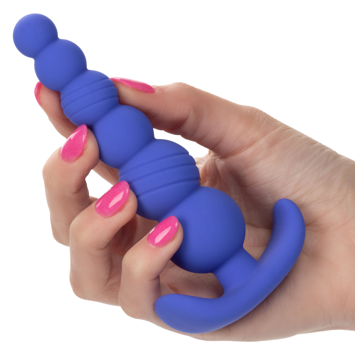 Cheeky X-6 Beads Silicone Anal Probe in Purple with Gradually Beaded Shaft and Pull Handle Base 5 Inch > Anal Range > Butt Plugs