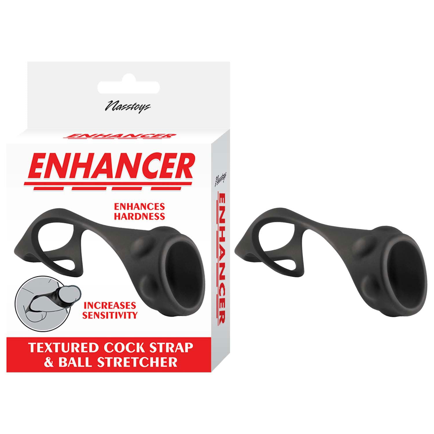 Nasstoys Enhancer Textured Cock Strap and Ball Stretcher Black – Silicone Cock Strap Default Title COCK RINGS Sling
