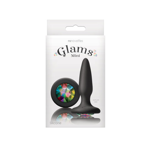 Glams Mini 8.4 cm Butt Plug with Sparkling Gem Black Small > Anal Range > Jewel Butt Plugs