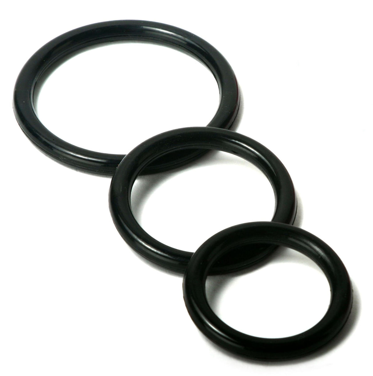 Trinity Silicone Cock Rings Set with Three Sizes in Black > Cock Ring > Sets