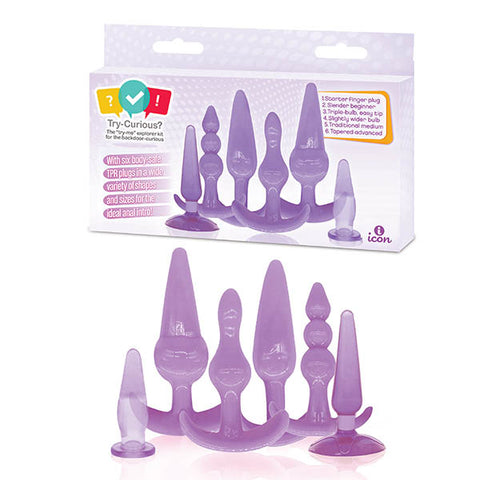 Try Curious Anal Plug Kit - Purple Anal Toy Set of 6 > Anal Range > Butt Plug Kits