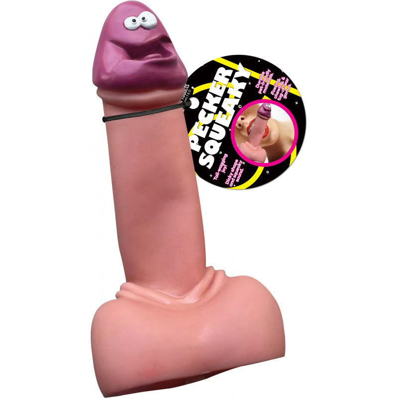 Pecker Squeaky Toy With Sound Box Tan Gag Gifts & Novelties