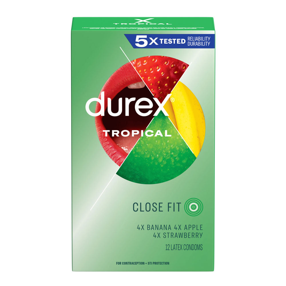 Durex Tropical Flavored Condoms 12 Pack – Lubricated Fit Latex Condoms Default Title > Essentials > Condoms