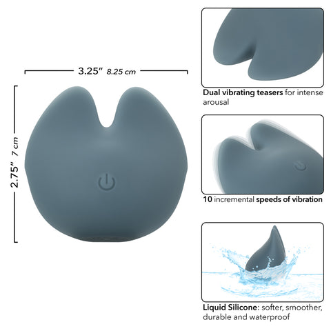 Mod Curve Dual Vibrating Massager Blue Rechargeable Vibrator Finger Stimulator