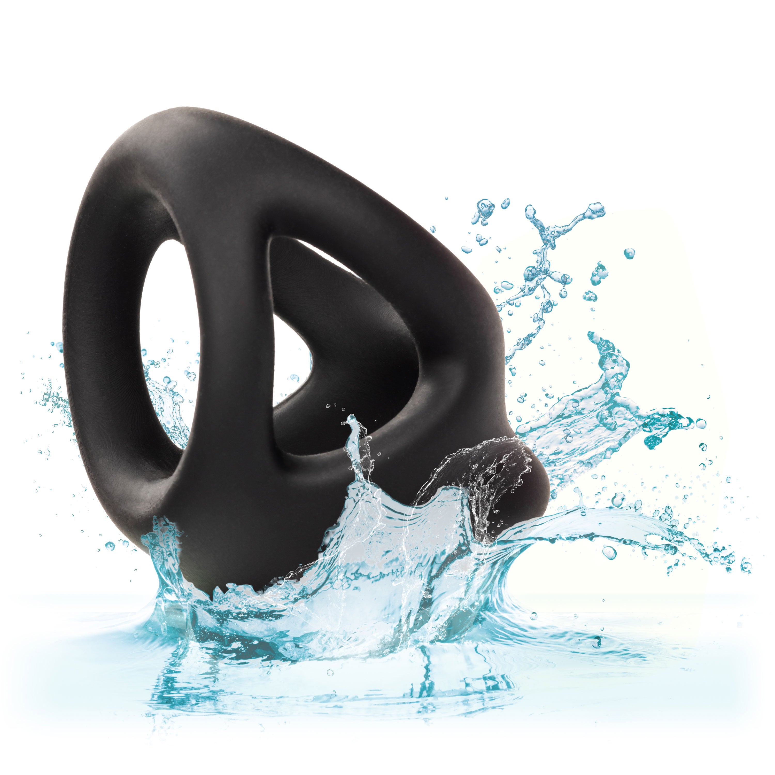 Alpha Liquid Silicone Dual Cage and Ring Black Stretchy Enhancer Cock Ring