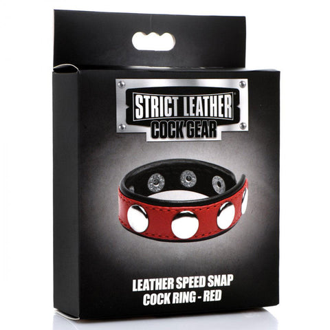 Leather Adjustable Speed Snap Cock Ring for Men Black Red Mens Leather