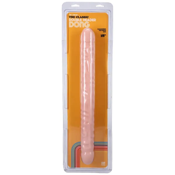 Double Header Veined 18-Inch Latex-Free Polymelt Rubber Double Dildo Beige > Dildos > Double Dildos