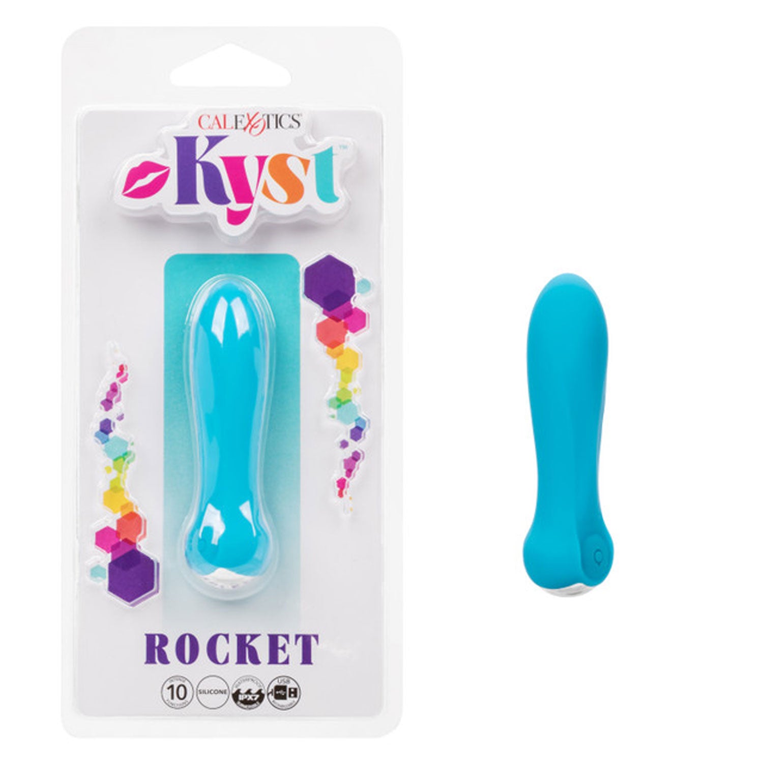 Kyst™ Rocket Compact Blue Personal Silicone Stimulator with 10 Vibration Functions and USB Rechargeable Vibrators