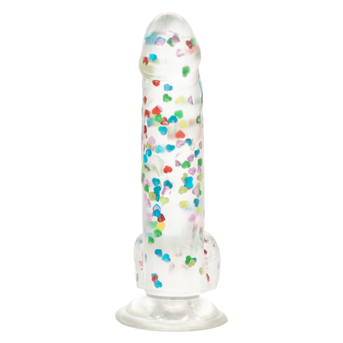 Naughty Bits I Love Dick Heart-Filled Dong 6 Inch Clear with Multicolor Heart Confetti > Dildos > Realistic Dildos