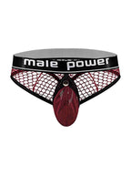 Male Power Burgundy Cock Pit Net Mesh Cock Ring Thong S/M > Clothes > Mens Thongs