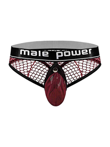 Male Power Burgundy Cock Pit Net Mesh Cock Ring Thong S/M Mens Thongs