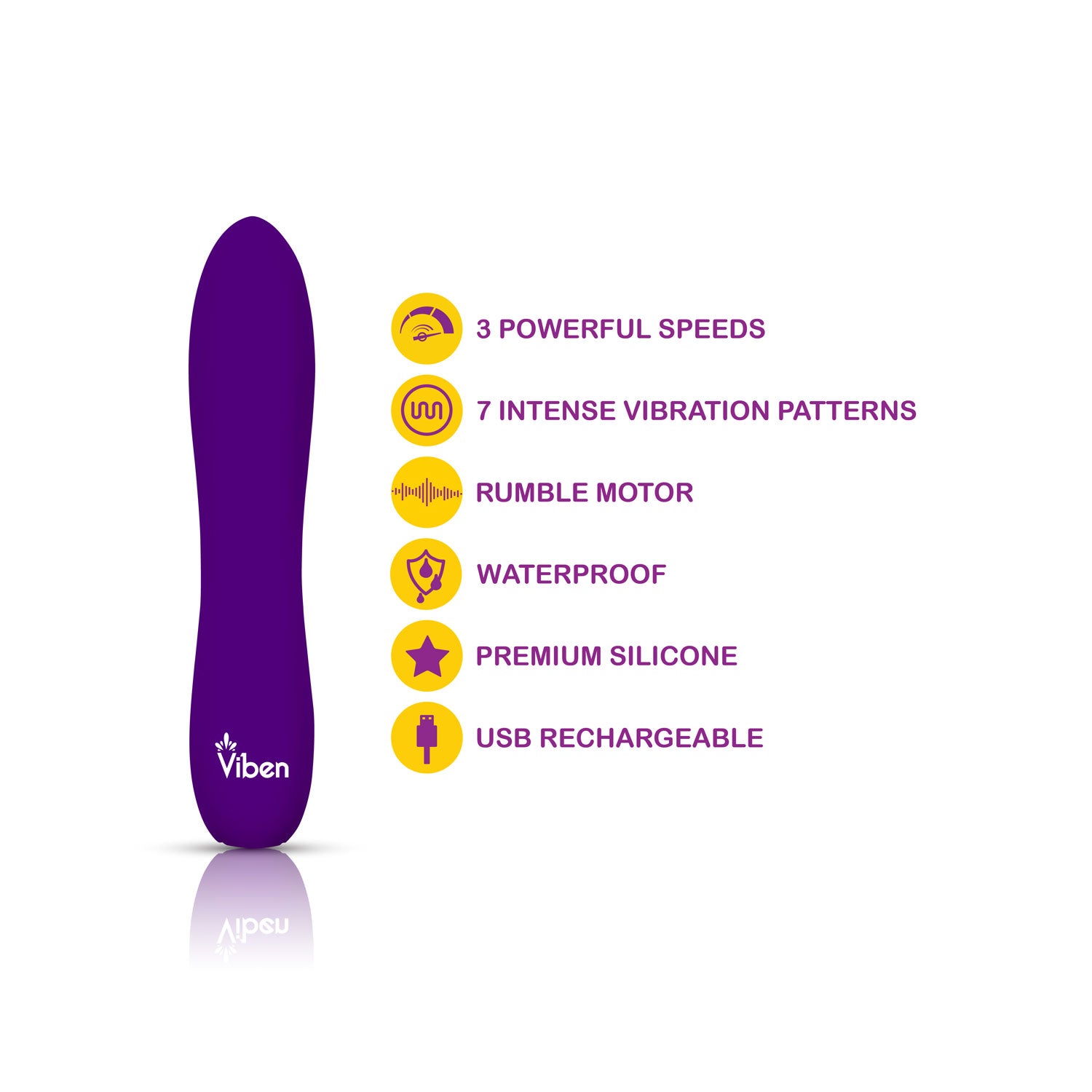 Viben Vivacious Rumble Motor Rechargeable Bullet Vibrator Violet BULLETS