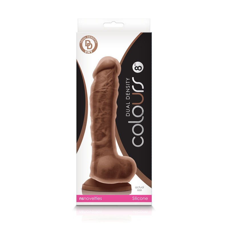 Colours Dual Density 8 Inch Realistic Dildo With Suction Cup Brown Dongs Realistic