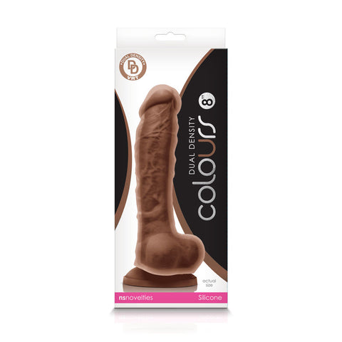 Colours Dual Density 8 Inch Realistic Dildo With Suction Cup Brown Dongs Realistic
