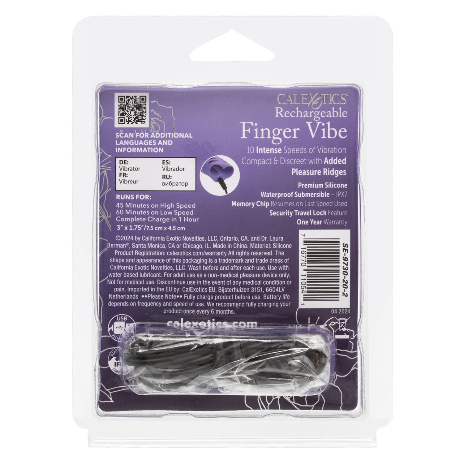 Dr. Laura Berman Rechargeable Finger Vibe - Purple Finger Stimulator