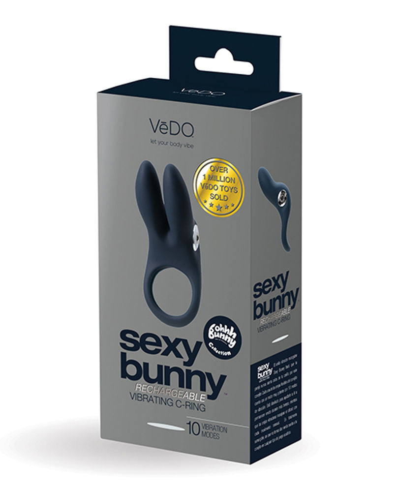VeDO Sexy Bunny Rechargeable Vibrating Cock Ring Black Pearl Cock Rings Vibrating