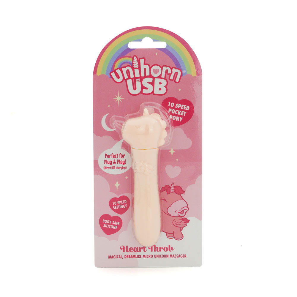 Unihorn Heart Throb Coral USB Rechargeable Vibrating Bullet 4 Inches Pink BULLETS